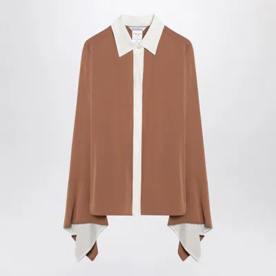 Max Mara Camel Silk Colour-block Shirt In Multi