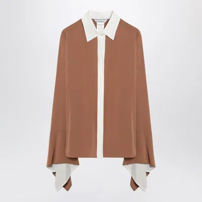 Max Mara Camel Silk Colour-block Shirt In Nude