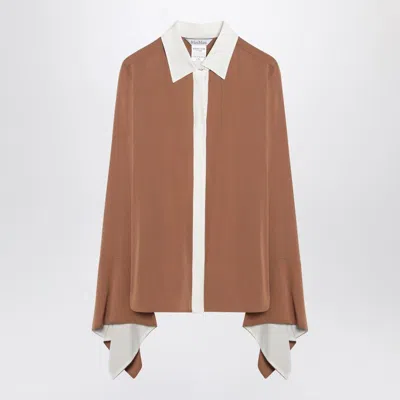 Max Mara Camel Silk Colour-block Shirt Women In Beige