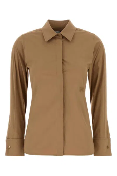 Max Mara Camel Stretch Poplin Ala Shirt
