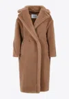 Max Mara Camel Hair And Silk Long Teddy Coat In Brown