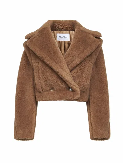 MAX MARA CAMEL TEDDY SANTOS 2-IN-1 CROPPED GILET