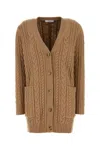 Max Mara Calotta Cable-knit Wool And Cashmere-blend Cardigan In Cammello