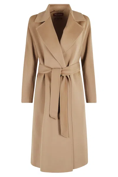 Max Mara Camel Wool Blend Cles Coat In Brown
