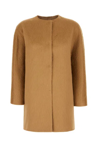 Max Mara Cotton Portici Coat In Brown