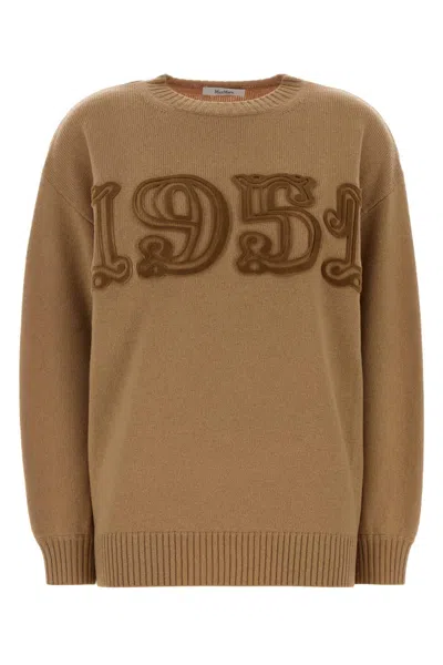 Max Mara Camel Wool Blend Fido Sweater In Brown