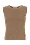 Max Mara Camel Wool Blend Fosco Vest In Daino Scuro