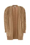 Max Mara Camel Wool Blend Mirco Cardigan In Cammello