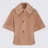 Max Mara Women Teddy Fabric Cape In Brown
