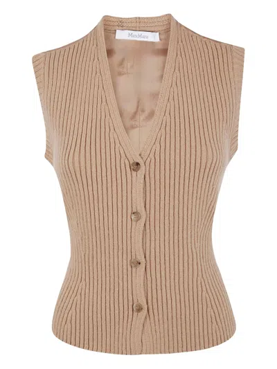Max Mara Camel Wool Cashmere Madre In Brown