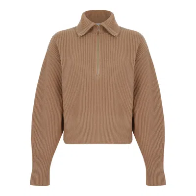Max Mara Camel Wool Cashmere Sweater In Brown