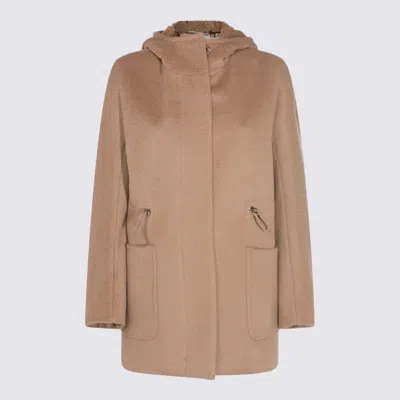 Max Mara Camel Wool Giuda Coat In Nude