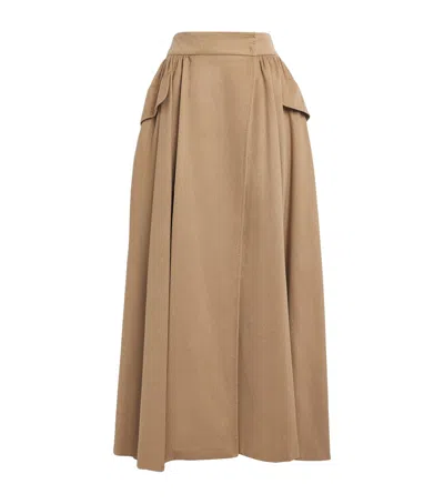 Max Mara Camel Wool Maxi Skirt In Brown