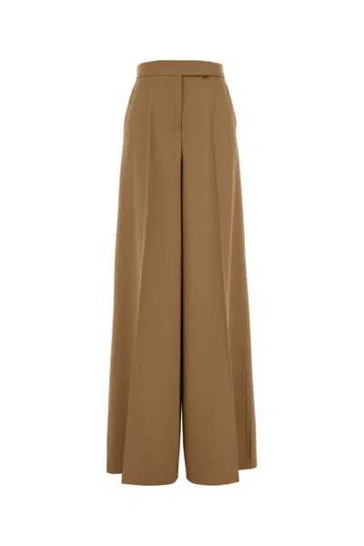 Max Mara Camel Wool Ninfa Wide-leg Pant In Brown
