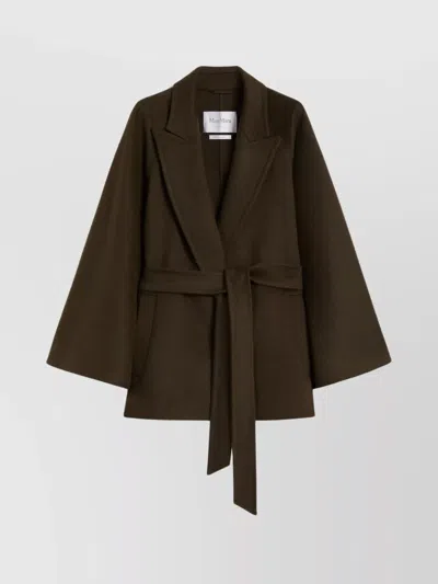 Max Mara Camel Wool Oversized Belted Cape In Brown