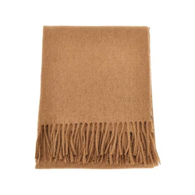 Max Mara Camel Wool Scarf In Brown