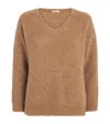 Max Mara Camel Wool-silk Bouclé Oversized Sweater In Brown