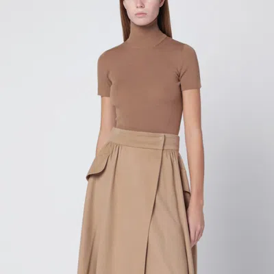 Max Mara Camel Wool Turtleneck In Brown