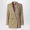 Max Mara Camel Wool-blend Double-breasted Jacket In Green