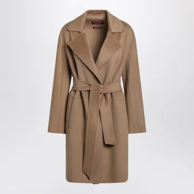 Max Mara Camel Wrap Coat In Cashmere And Wool In Brown