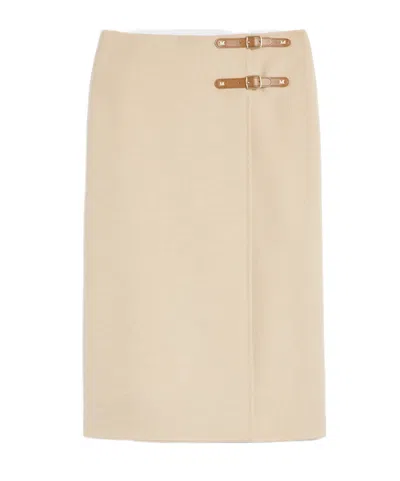 Max Mara Camel Wrap Skirt In Neutral