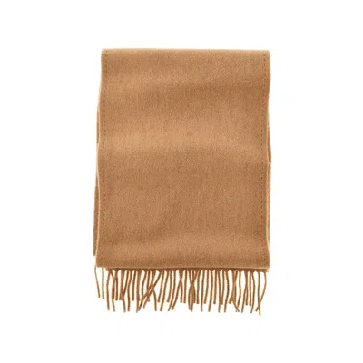 Max Mara Camelhair Scarf With Monogram Embroidery In Sand