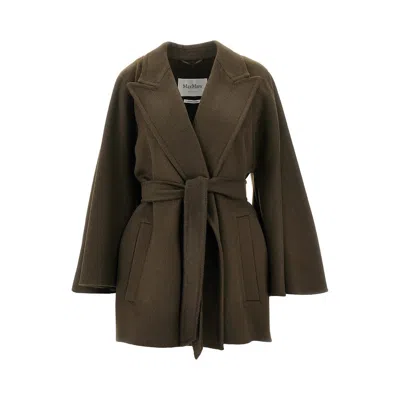 Max Mara Camelhair Short Cape Coat In Green