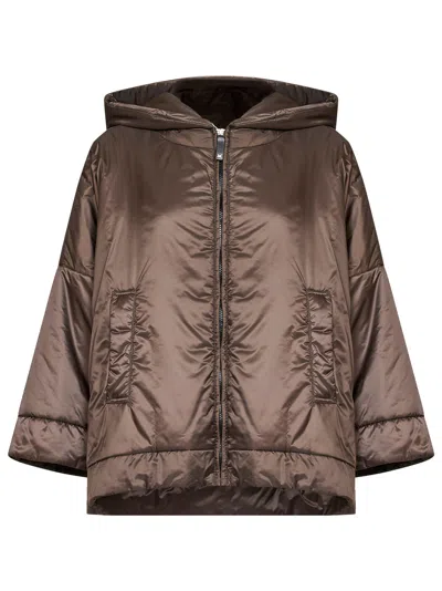 Max Mara Cameluxe Padded Hooded Down Jacket In Brown