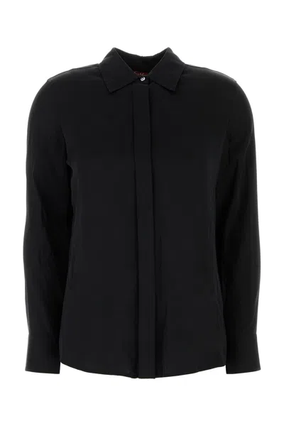 MAX MARA CAMICIA BADEN IN RASO STRETCH NERO DONNA