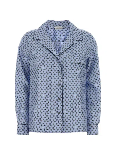 MAX MARA Disco shirt in light blue silk, pajama style MAX MARA