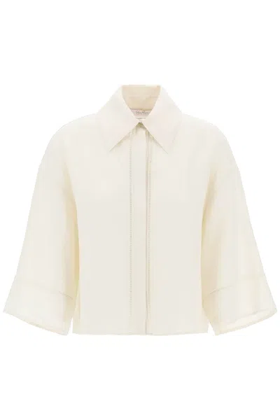 Max Mara Robinia Linen Wide Sleeve Shirt In 白色，中性