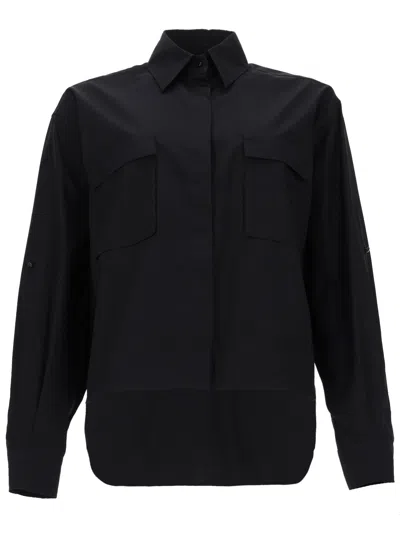 Max Mara Camicia In Popeline Di Cotone In Black