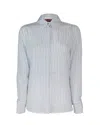 Max Mara Lama Shirt In Blue Crêpe De Chine In Grey