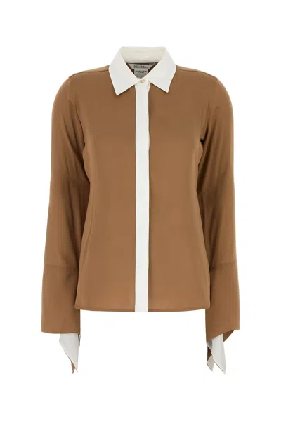 Max Mara Camicia Pio In Crepe Caramello  Donna In Multi