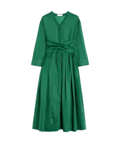 Max Mara Camilla V-neck Tie Dress In Green