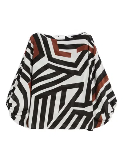 Max Mara Camino Asymmetric Striped Blouse In Multi