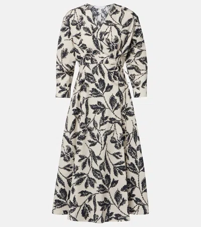 Max Mara Floral-print Cotton-poplin Wrap Dress In Neutral