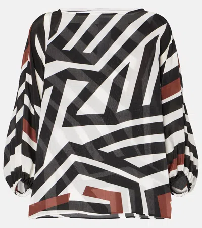 Max Mara Camino Striped Silk Top In Multicoloured