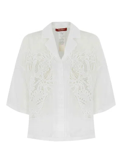 Max Mara Ramie Canvas Shirt In White