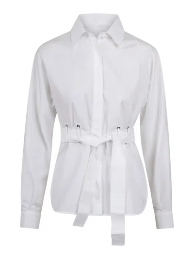 Max Mara Popeline Shirt With Belt In White