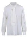 Max Mara Silk Shirt With Scarf In White