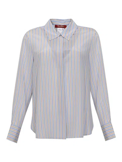 Max Mara Studio Elegant Silk Mini Shirt For Women In Blue