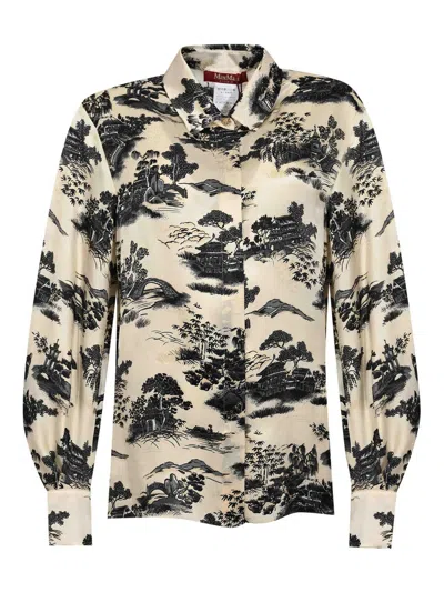 Max Mara Msevetro Silk Shirt With Toile De Jouy Print In Black
