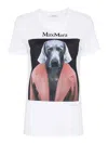Max Mara Dog Print Cipria Cotton T-shirt In Blanco