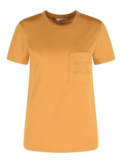 Max Mara Papaia Camel Cotton T-shirt In Yellow