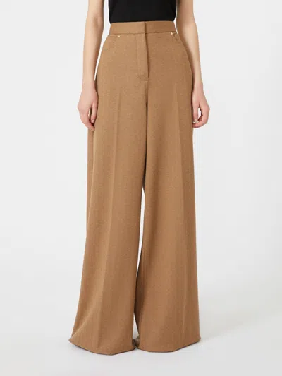 Max Mara Cammello Camel & Virgin Wool Trouser In Brown