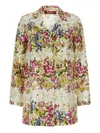 Max Mara Campale Printed Satin Shirt In White