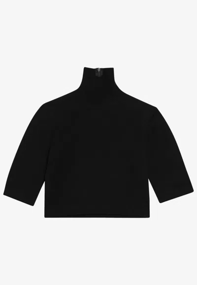 Max Mara Canale Turtleneck Cropped Knit Top In Black