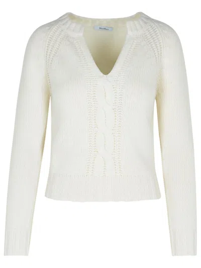 Max Mara Cancan Ivory Cashmere Sweater In White