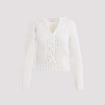 Max Mara White Cashmere Cancan Sweater